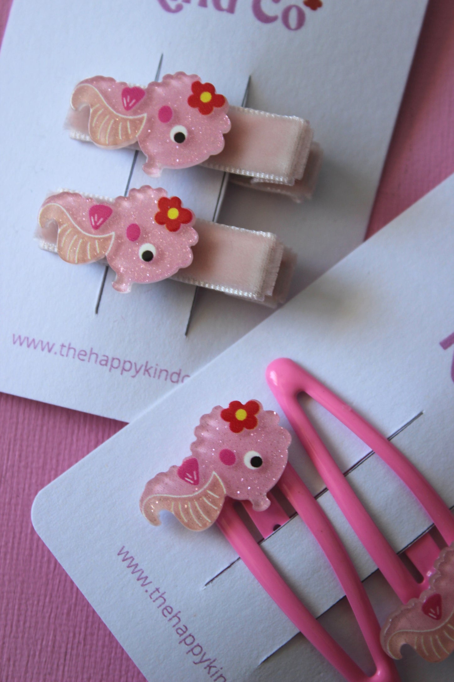 Peachy Pink Seahorse Clips