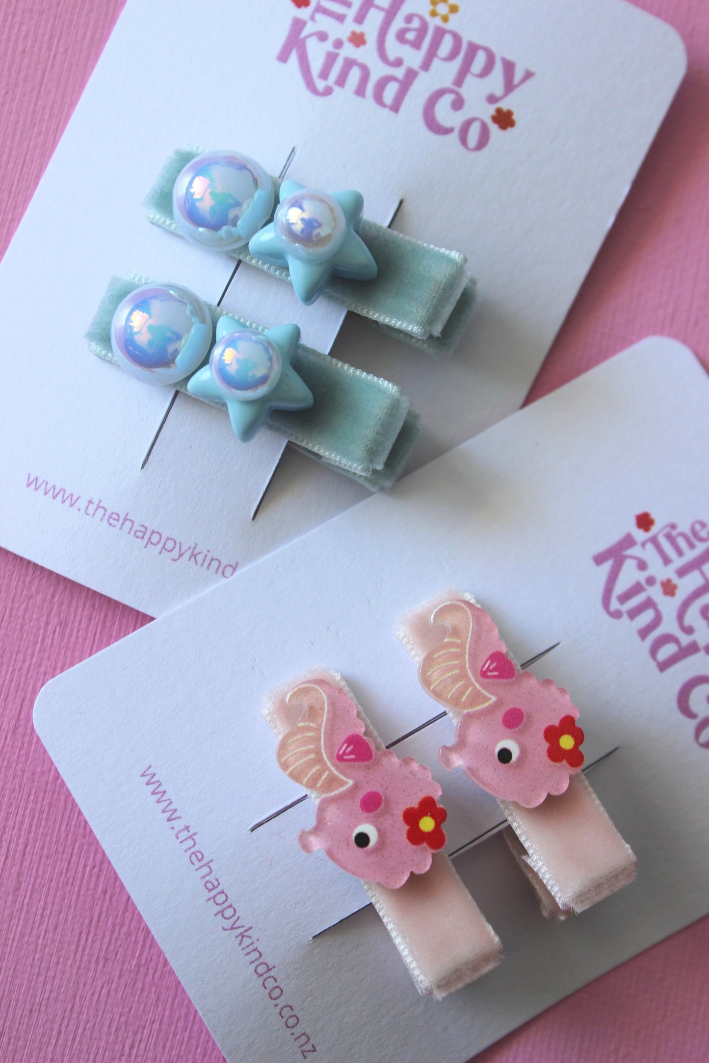 Peachy Pink Seahorse Clips