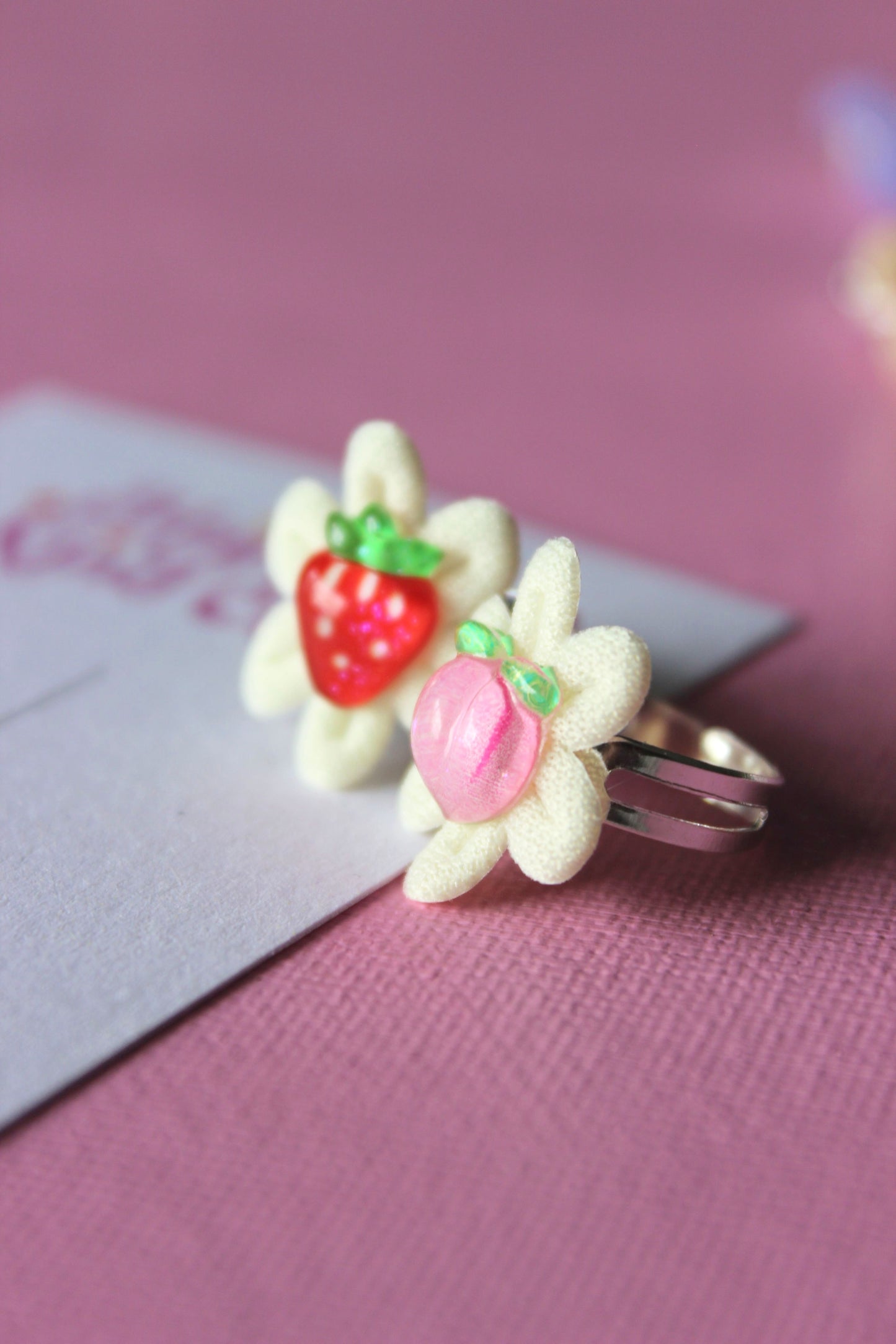 Peach Flower Statement Ring