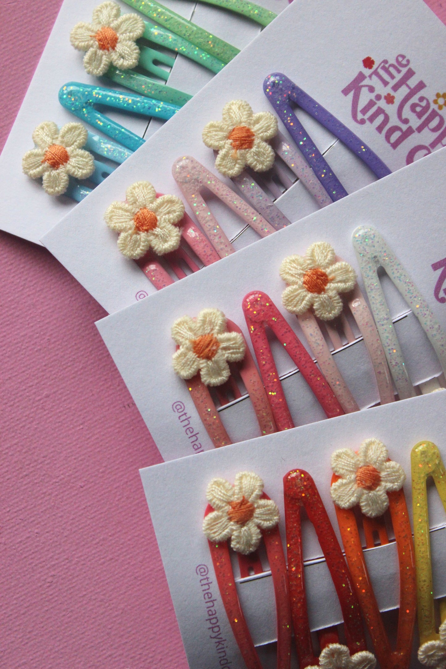 Glitter Daisy Combo Clips - Fruit Salad