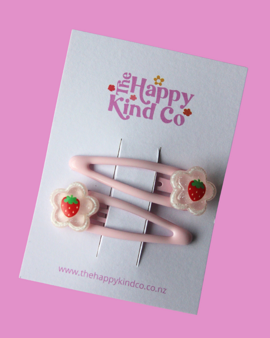 Sugared Strawberry Clips Light Pink