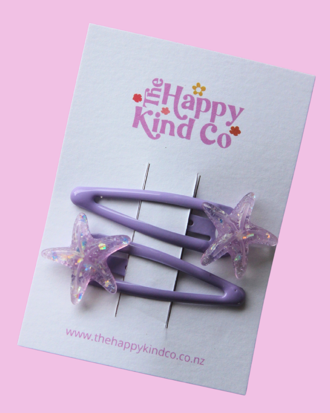 Shiny Starfish Clips - Purple