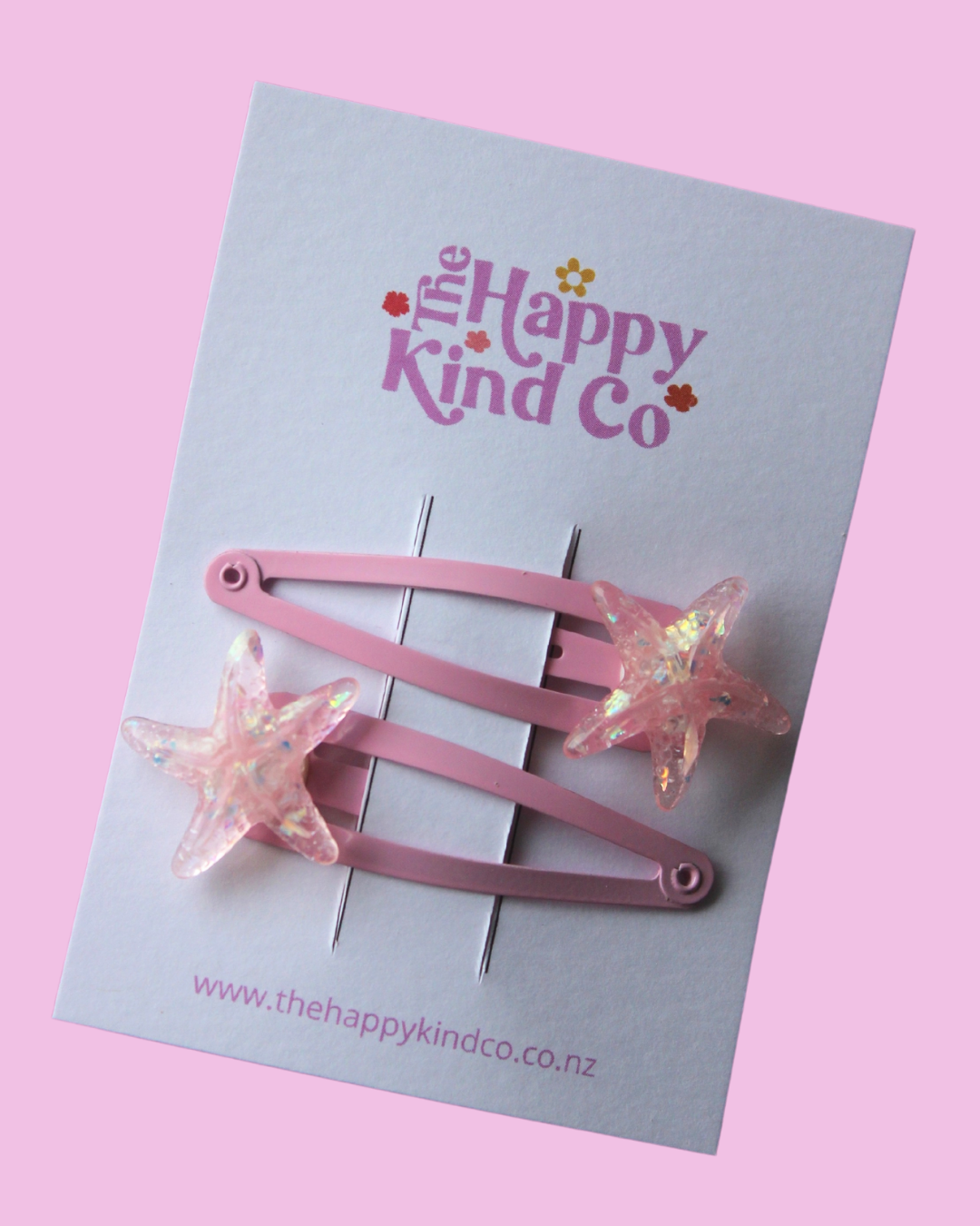 Shiny Starfish Clips - Pink