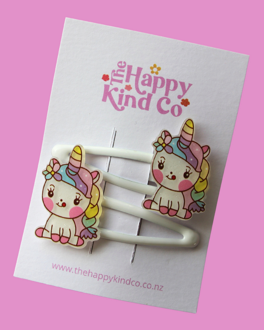 Dreamy Unicorn Clips 2 Pack White