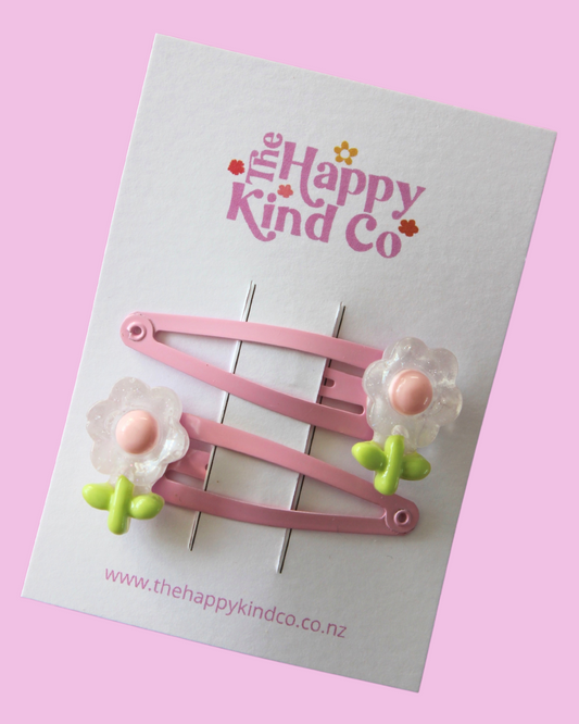 Pastel Blooms Clips Baby Pink