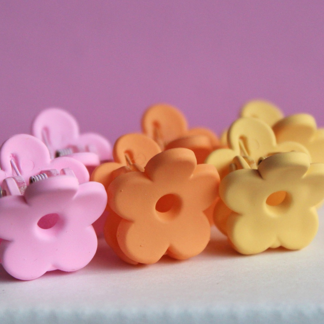 Chunky Flower Mini Claw Clips 6 Pack Summer