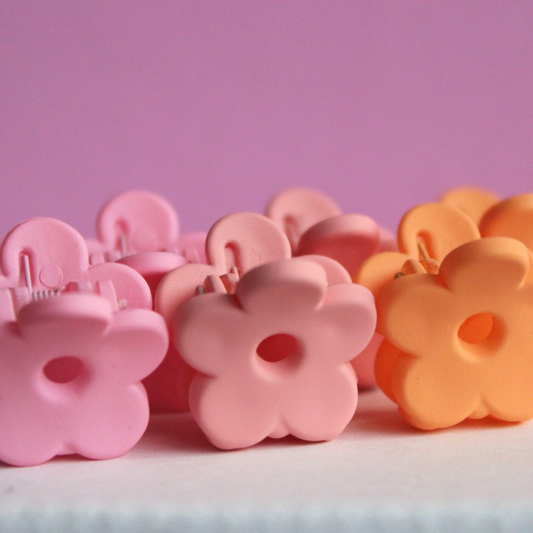 Chunky Flower Mini Claw Clips 6 Pack Peach Smoothie