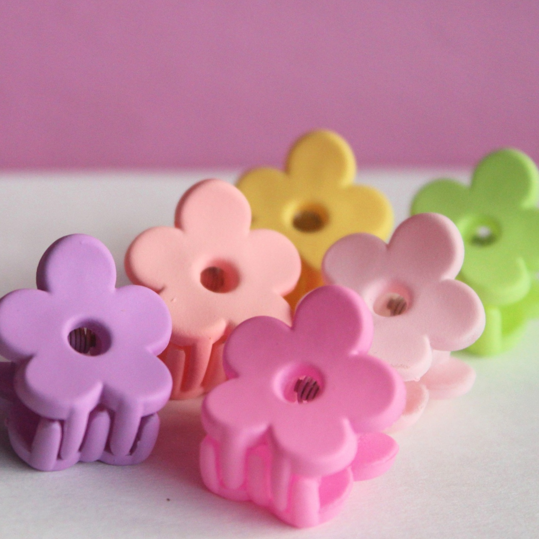 Chunky Flower Mini Claw Clips 6 Pack