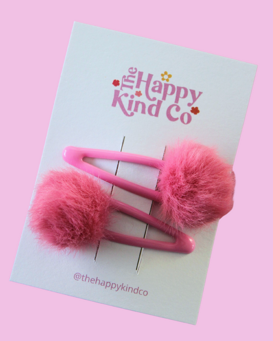 Hot Pink Fluff Clips