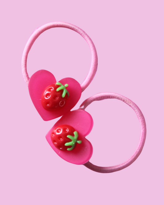 Berry Sweet Bobble Hair Ties - Pink