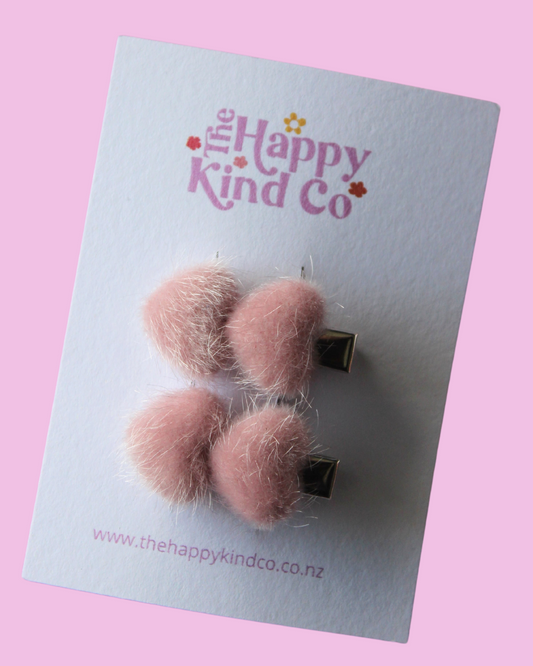 Love Fluffs Heart Stopper Clips - Dusky Pink