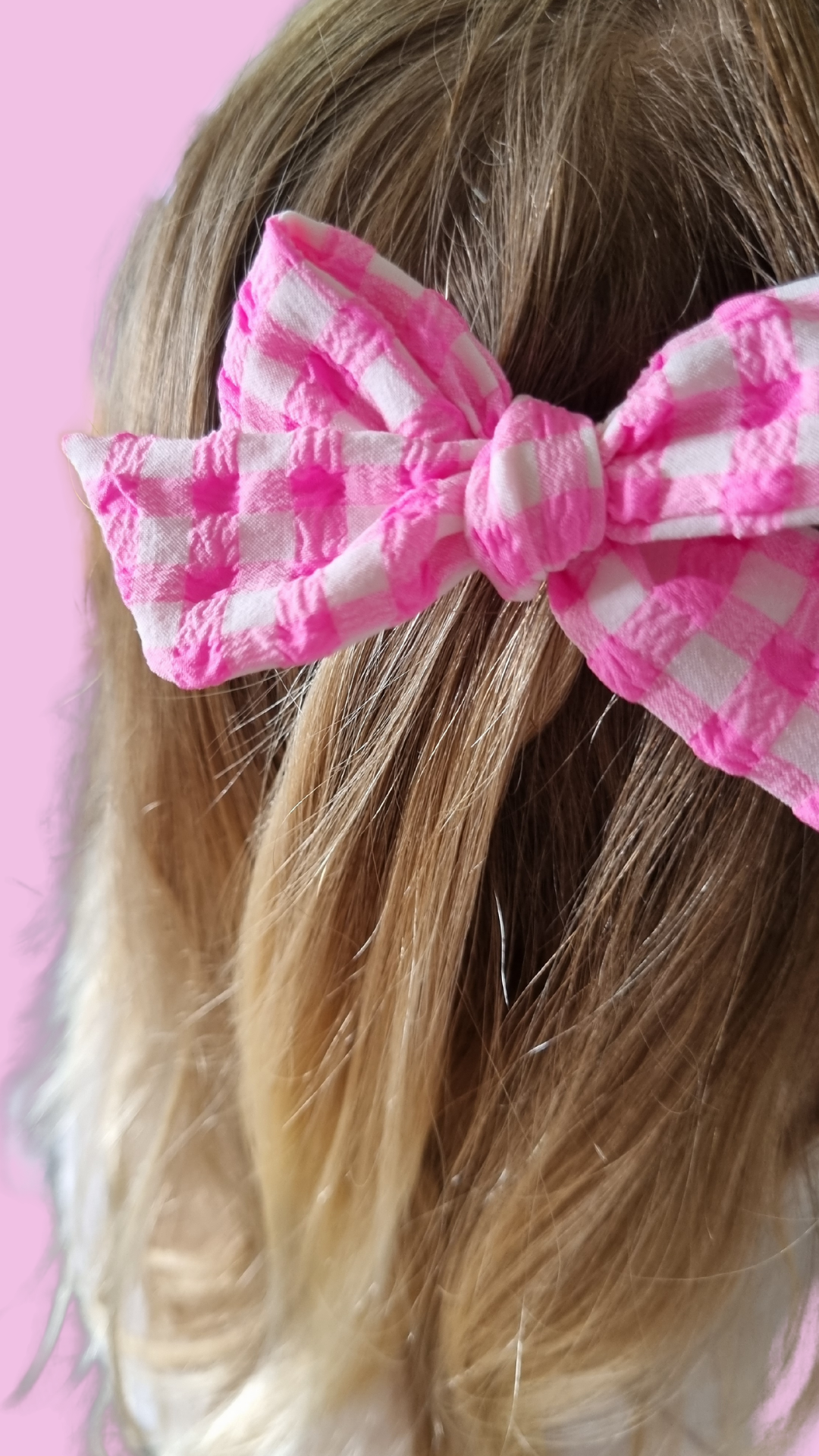 Candy Pink Gingham Victoria Bow