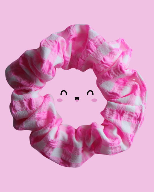 Candy Pink Gingham Toddler Scrunchie