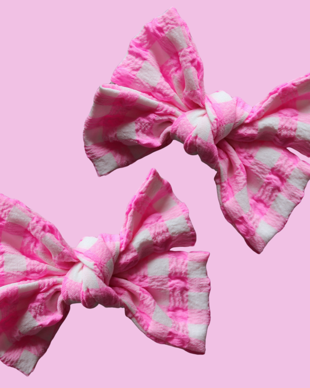 Candy Pink Gingham Scrunch Bow