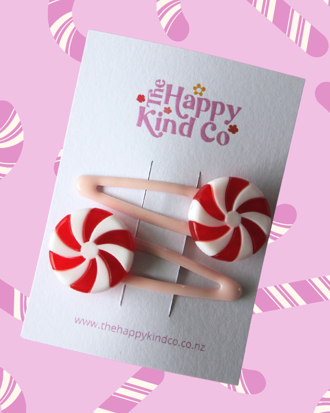 Baby Pink Peppermint Swirls Clips