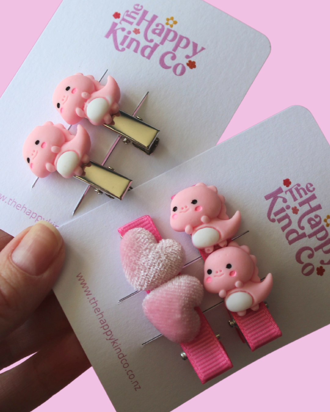 Rawr-some Dino Toddler Clips - Baby Pink