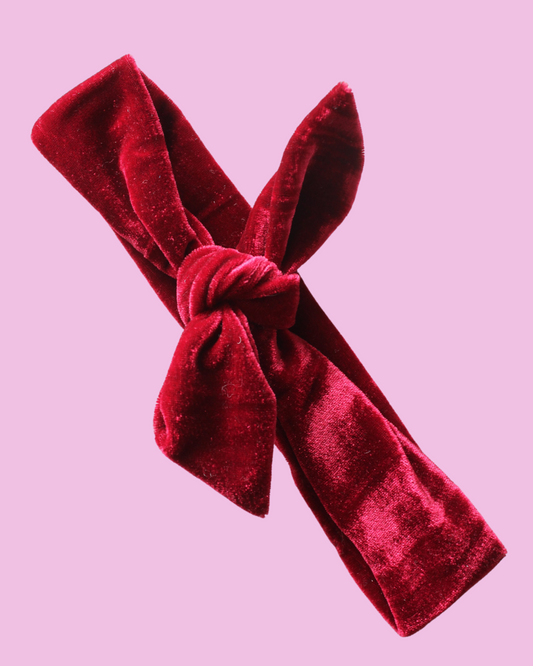 Crimson Velvet Tie Knot Headband