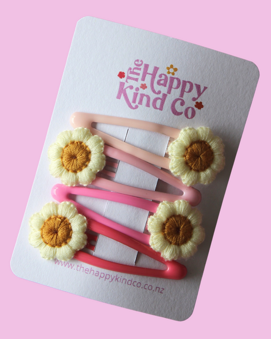 Retro Flower Combo Clips - Dreamy Pinks