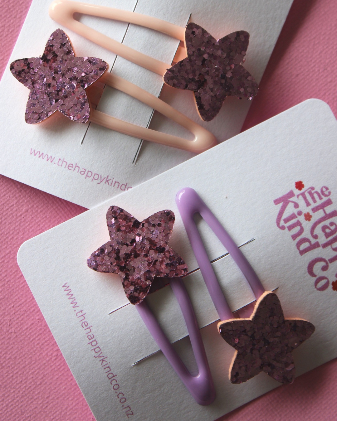 Glitzy Star Clips - Lilac