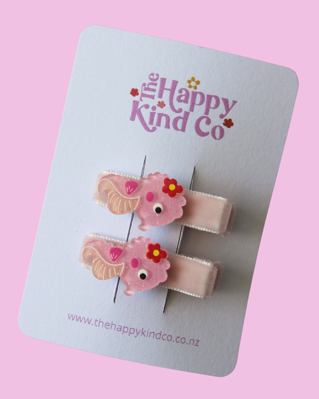 Peachy Pink Seahorse Clips