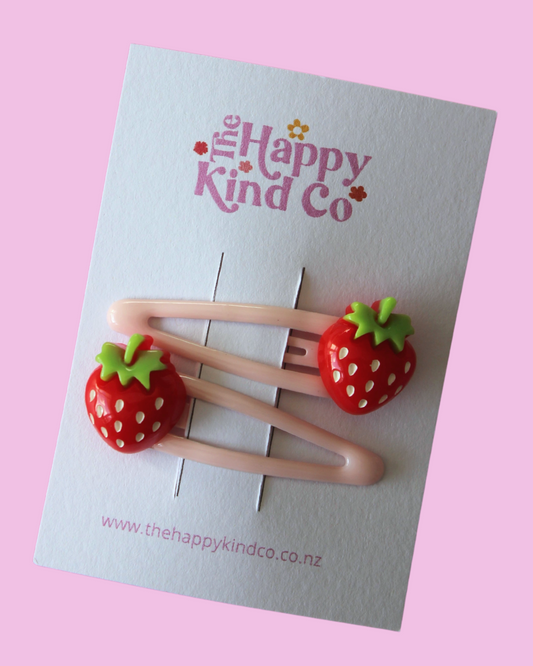 Creamy Pink Strawberry Clips