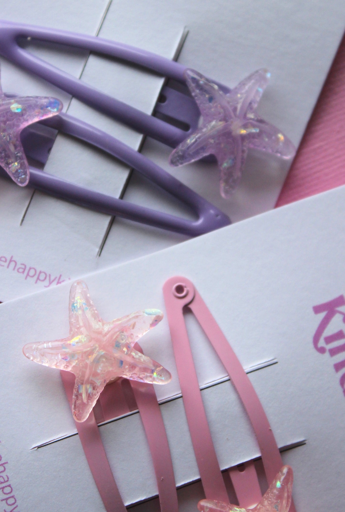 Shiny Starfish Clips - Pink