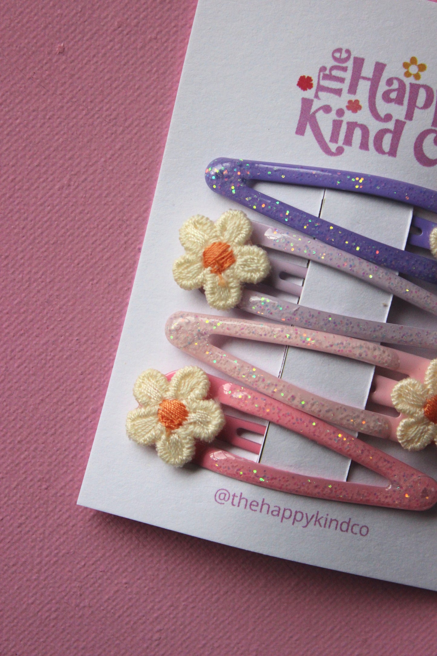 Glitter Daisy Combo Clips - Berry Lush