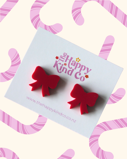 Crimson Bow Earrings