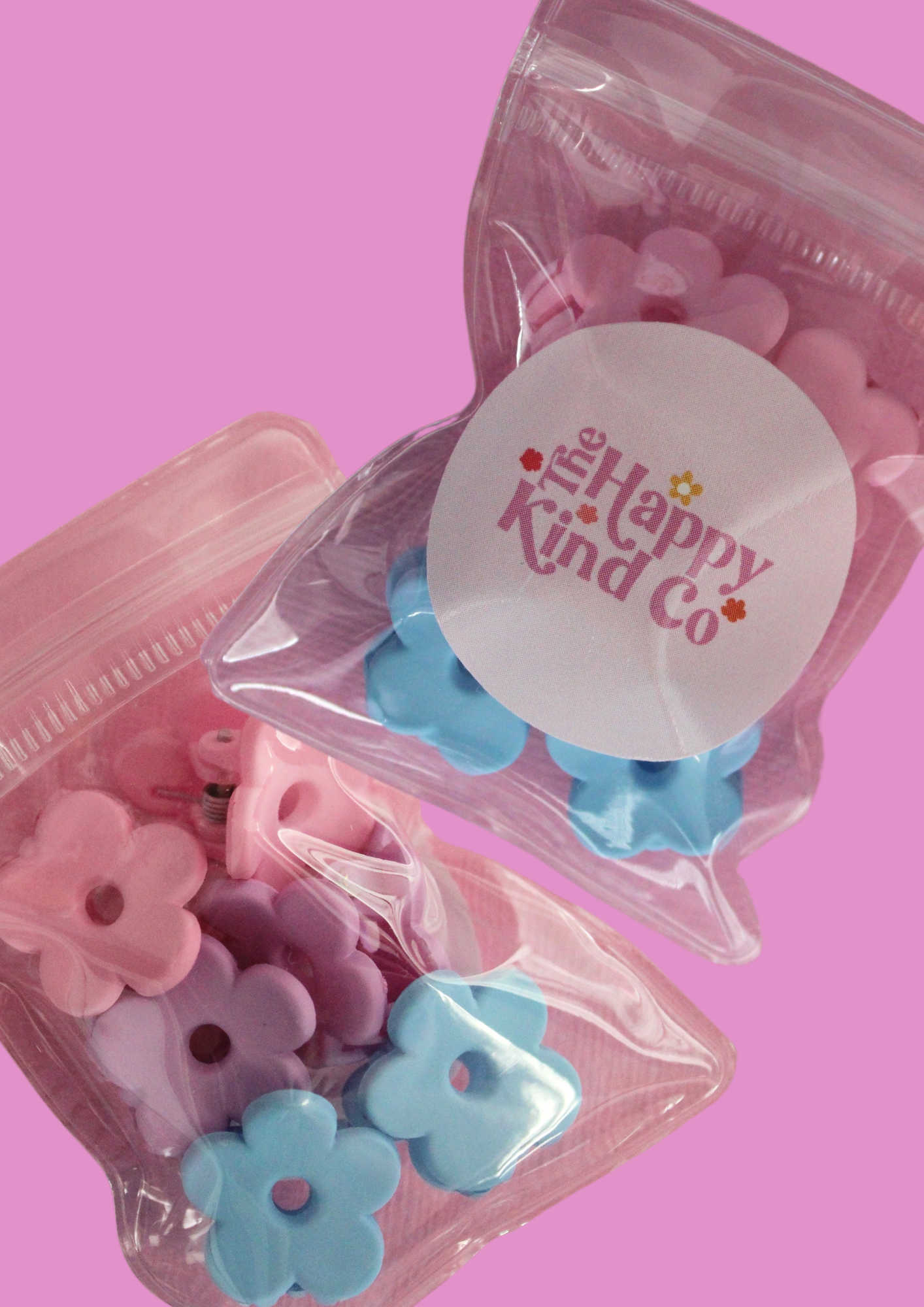 Chunky Flower Mini Claw Clips 6 Pack Bubblegum