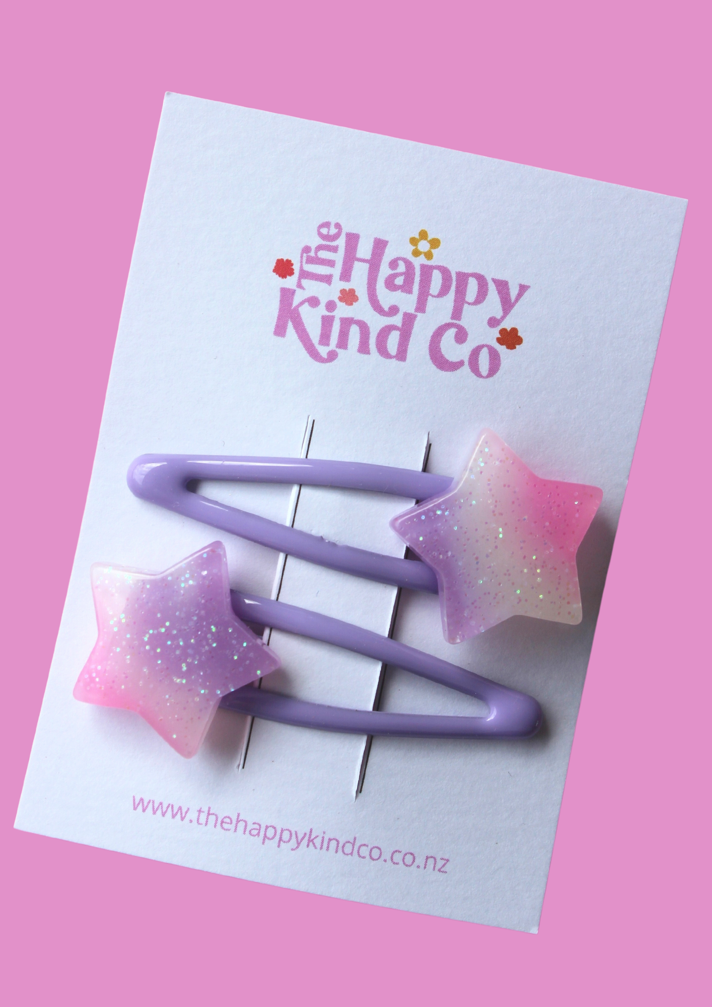 Glitter Star Clips 2 Pack Purple