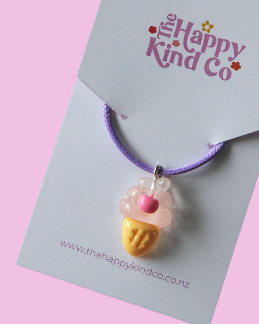 Cherry Sundae Candy Cord Necklace - Purple