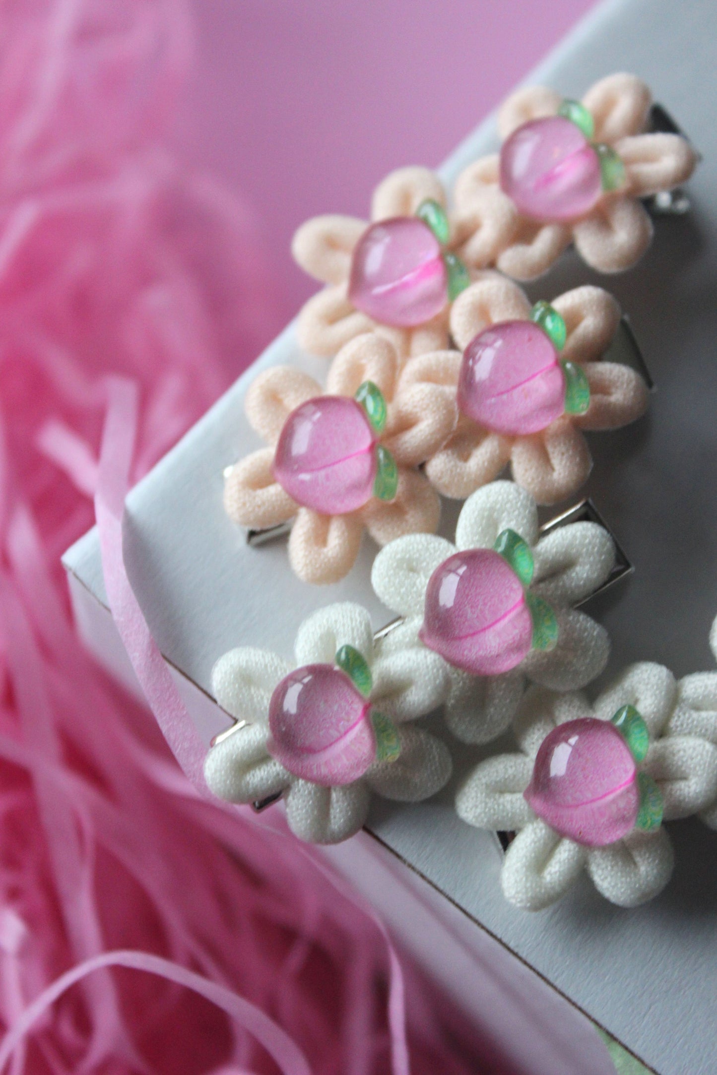 Peach Flower Clips - Sherbet