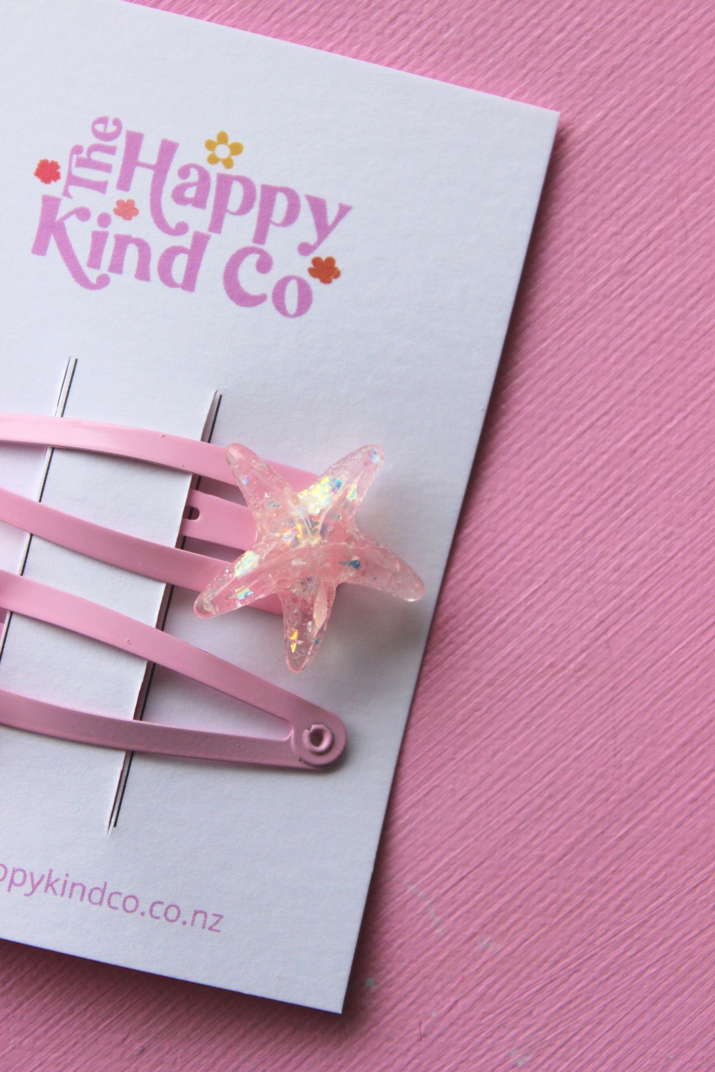 Shiny Starfish Clips - Pink